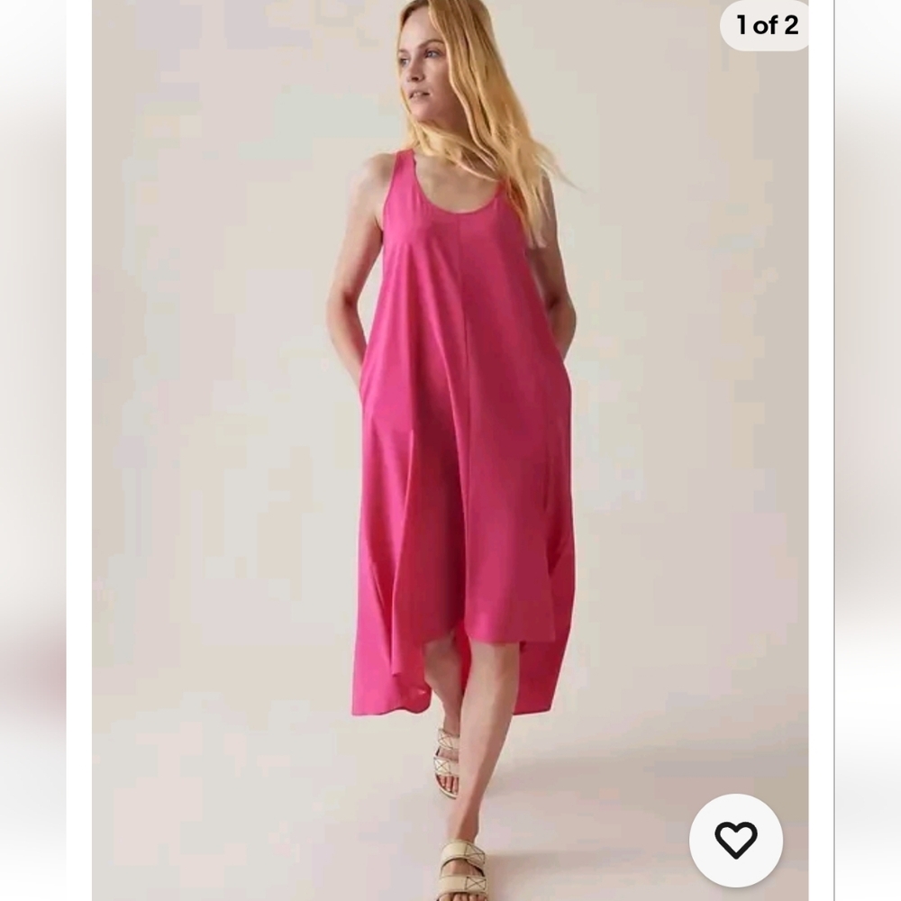Athleta Presidio High Low Sleeveless Pink Dress Size 1X Racerback NWOT